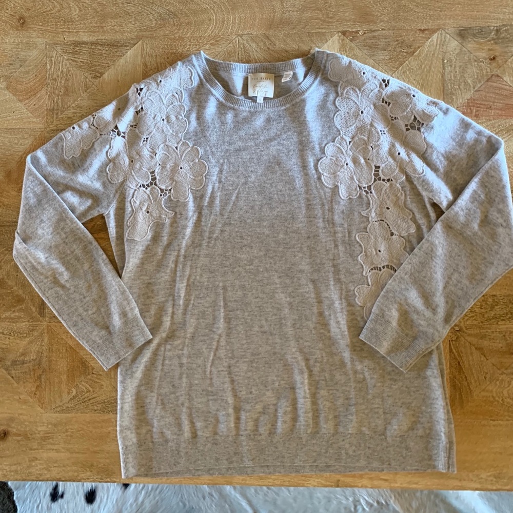 Ted Baker Yizelda Gray Sweater with Lace.